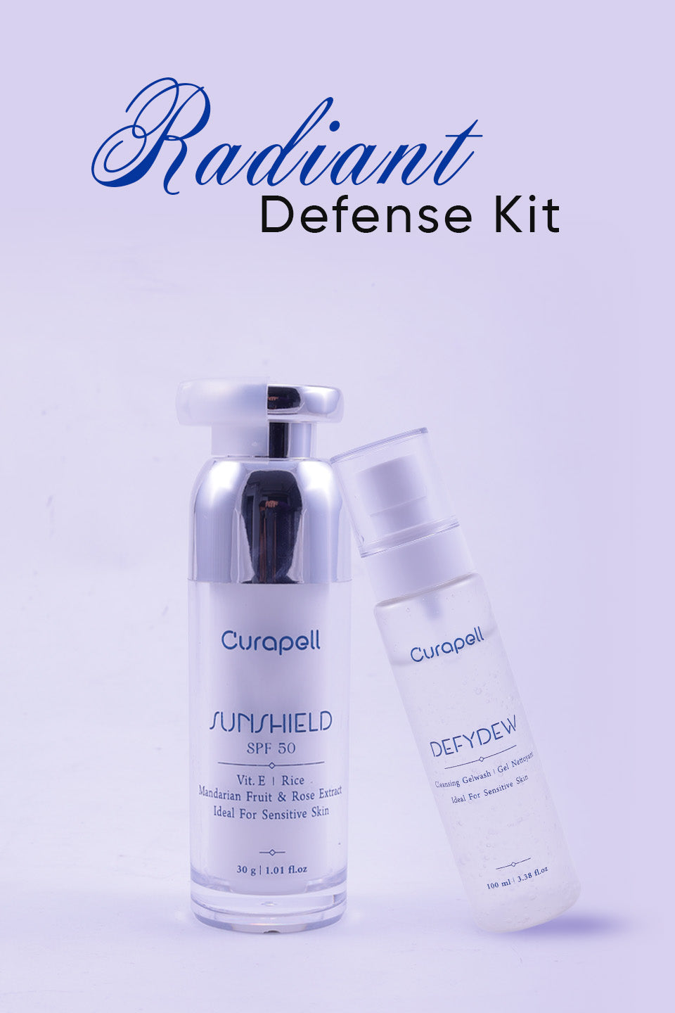 Curapell Radiant Defense Kit – Gentle Cleanse & Powerful Sun Protection for Sensitive Skin